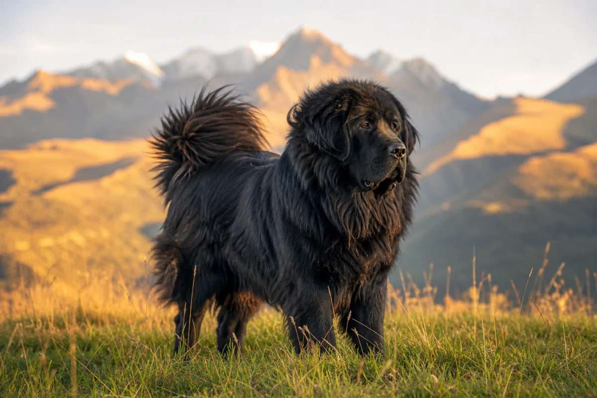Miss Mee des Lions du Tibet, Dogue du Tibet femelle noire, championne de Monaco