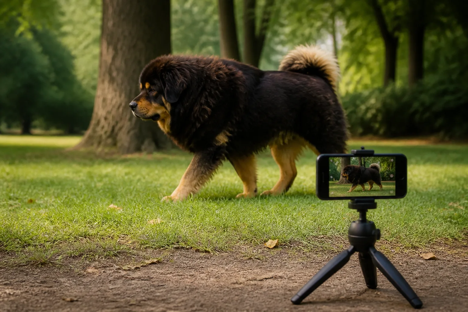 Chien observé à distance dans un environnement calme